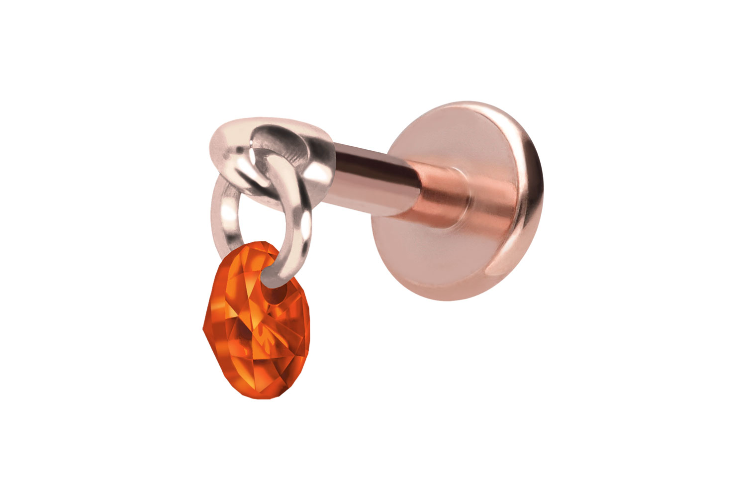 Titan Labret Piercing mit Innengewinde RUNDER KRISTALL